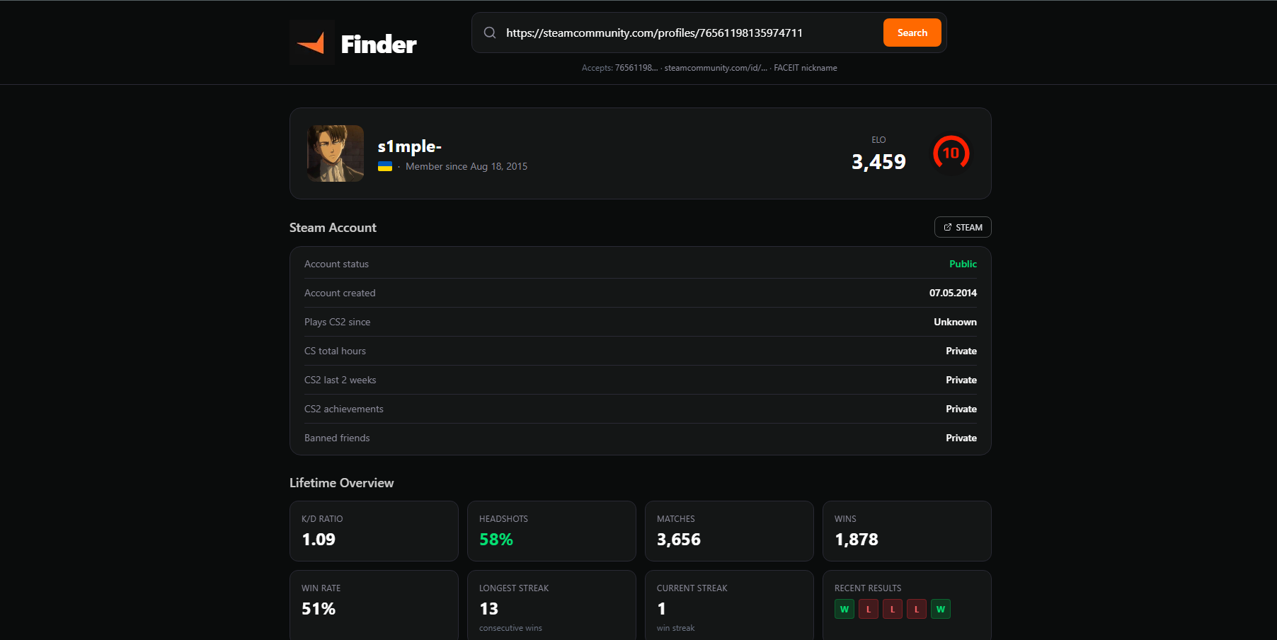 FACEIT Finder preview